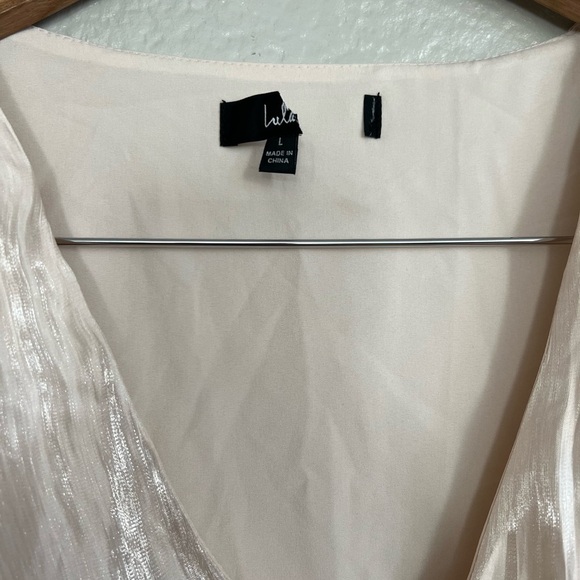 NWOT Stunning Option Ivory Balloon Sleeve Ruched Top - Picture 5 of 7